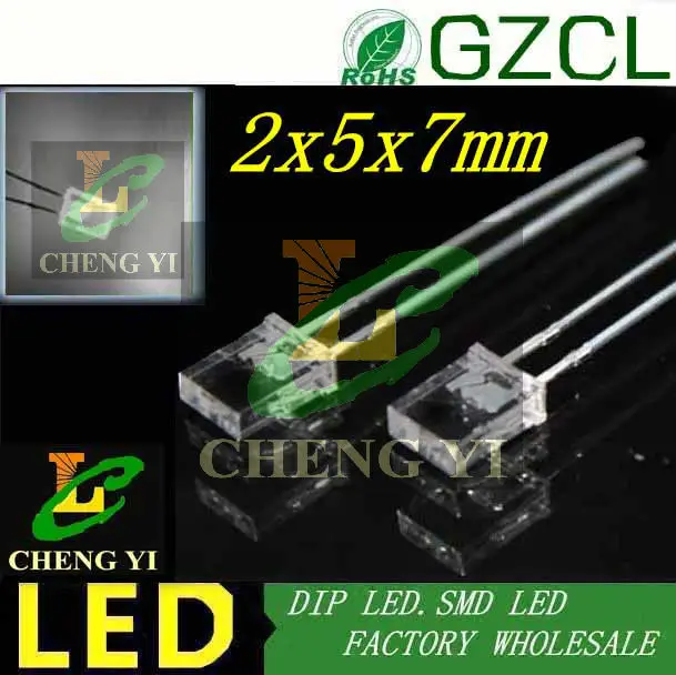 Квадратный светодиод 2x5x7 мм упаковка желтый dip led 585-595nm 2 0-2 5 V Бесплатная доставка |