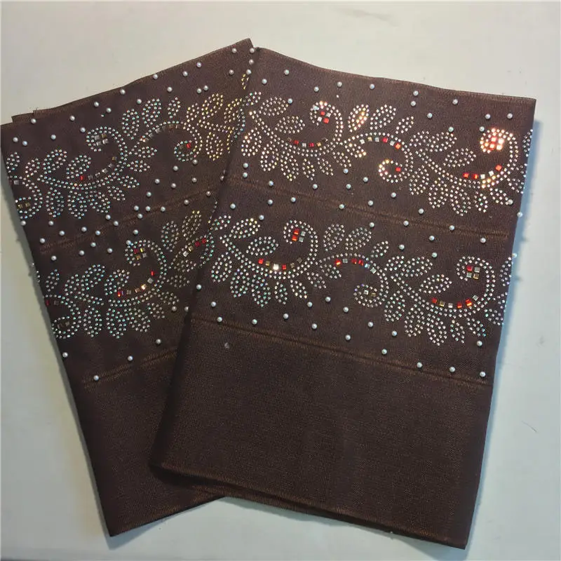 No.12 2pcs Нигерийский головной убор геле Aso oke ткань с камнями и бисером Высокое качество Африканский Aso Oke головной убор Aso Ebi для wedding-AH30 - Цвет: No.12 2pcs