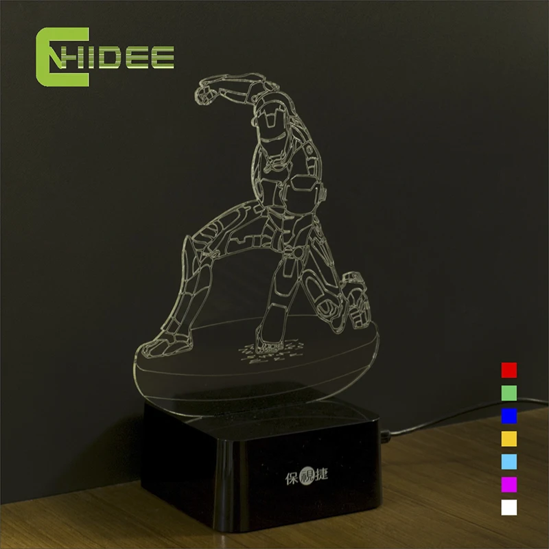 USB Новинка для Железный человек семь Цвета LED RGB Настольная Настольные лампы