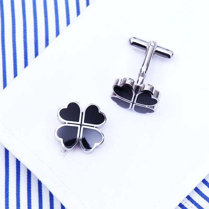KFLK французские запонки для рубашек мужские брендовые с черным клевером оптовые