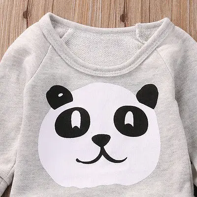 0-18M panda Unisex set Kids Newborn baby Boys Girls long sleeve T-shirt +striped Pants Infant Clothes Outfits Sets | Детская одежда и
