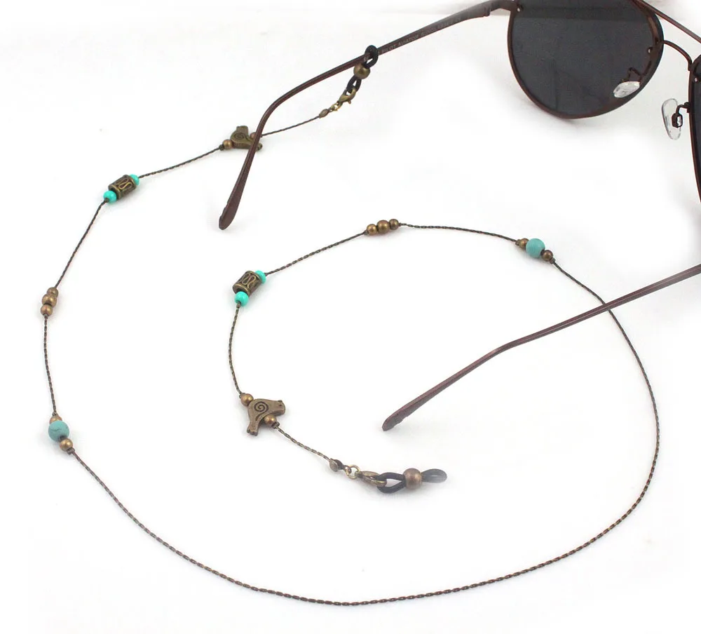 Женские изысканные винтажные очки с бусинами солнцезащитные цепочка для очков