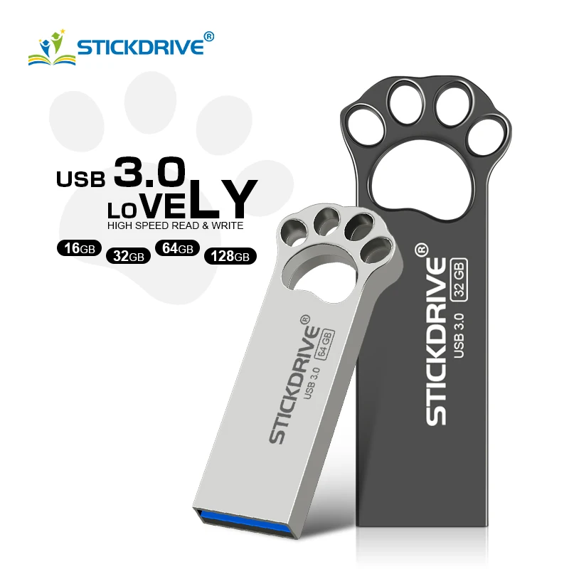 USB 3,0, металлический флеш-накопитель, 16 ГБ, 32 ГБ, 64 ГБ, 128 ГБ, флешка, коготь кошки, usb флеш-накопитель, флеш-накопитель, флешки, милый подарок, usb палочки