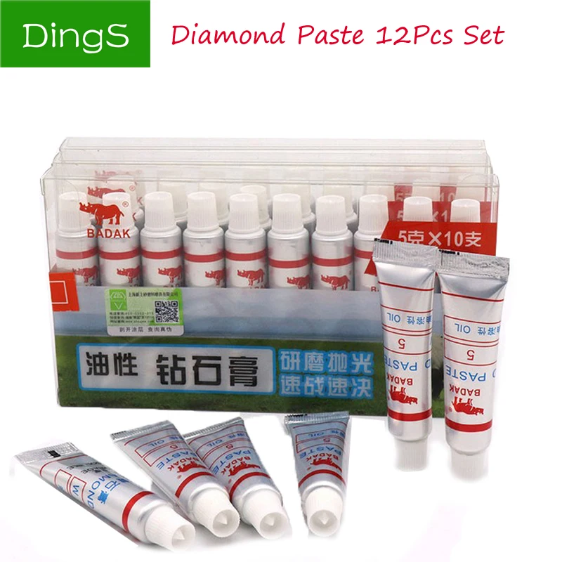 12pcs W0.5 ~40 Oily diamond abrasive paste for polishing and lubricating glass ceramic metal alloy grinding tools