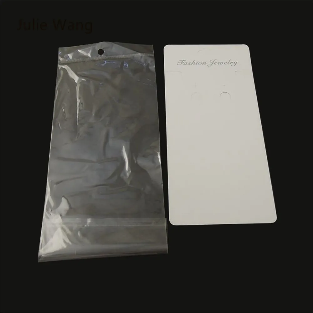 Juliewang 60 шт. Новый Белый Бумага карты + сумка Jewelry Дисплей подарок Конфеты Кекс