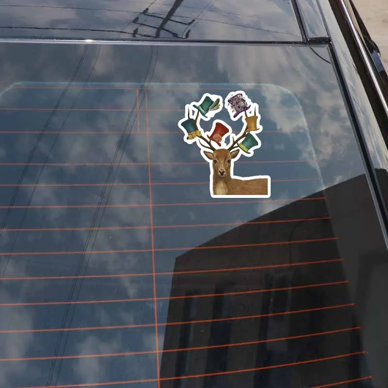 

YJZT 11.5CM*13.5CM Cartoon Animal Pattern Deer PVC Car Sticker Decal Graphical 5-0694