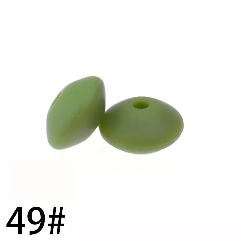 Army green49 100 шт силиконовые бусины для прорезывания зубов чечевица 12*7 мм Bpa бесплатно Сделай Сам грызунок ожерелье бусы ювелирные изделия детские игрушки уход за ребенком - Цвет: Army green49