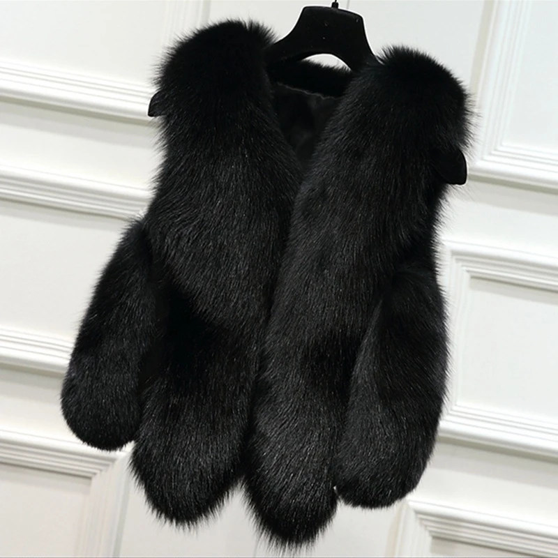 

2018 Plus Size 4XL Women Winter Faux Fox Fur Fur Sleeveless Vest Coat Female Warm Fashion Fake Rabbit Fur Waistcoat Jackets X86