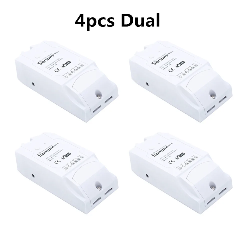 4pcs Dual Sonoff Dual 2CH Wifi умный переключатель домашний пульт дистанционного управления беспроводной переключатель универсальный модуль Таймер Wi-Fi переключатель умный дом управление Лер - Цвет: 4pcs Dual