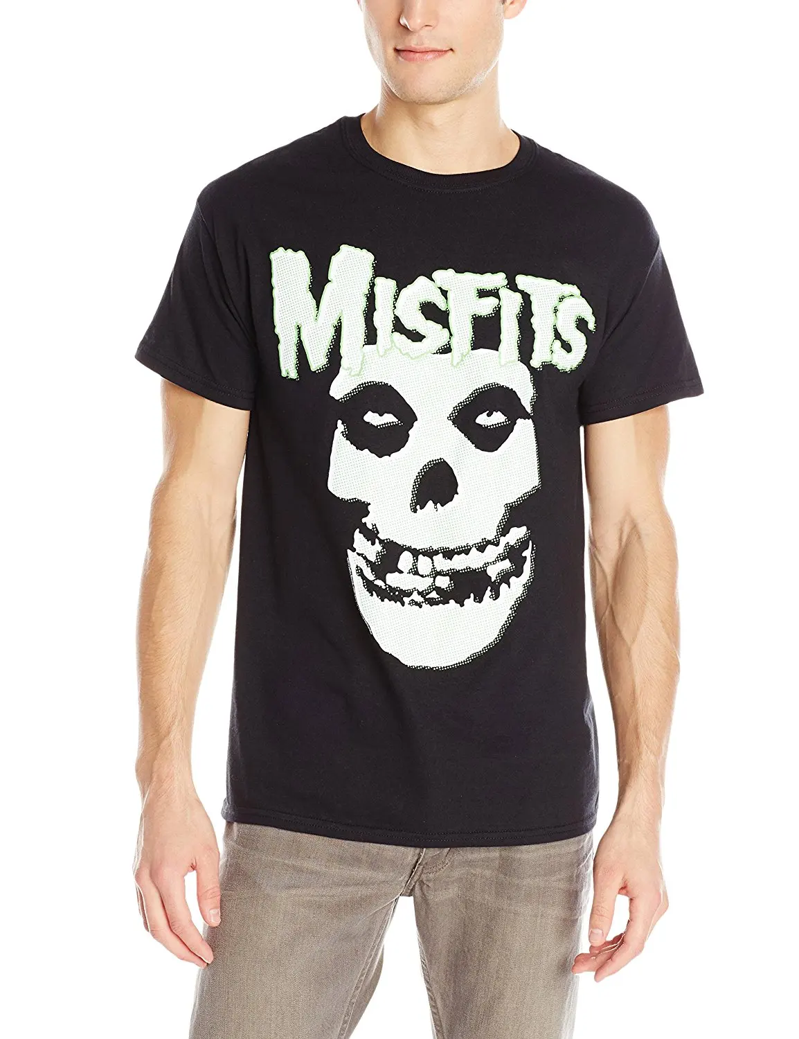 Мода 2017 футболка Для мужчин S Мужчин's Misfits Glow злодей череп Черная футболка|tees