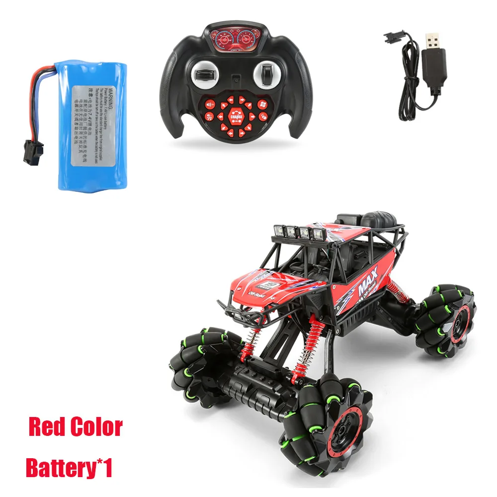 red 1 battery 2,4G 4WD автомобиль с дистанционным управлением 360 трюк RC грузовик 35 минут игры RC Дрифт автомобиль голова светодиодный свет крутой танец - Цвет: red 1 battery