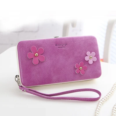 purple Кошелек с цветочным рисунком, Женский кошелек от известного бренда, держатель для карт, карман для мобильного телефона, кожзам, женская сумка для денег, клатч, Женский кошелек, 914 - Цвет: purple