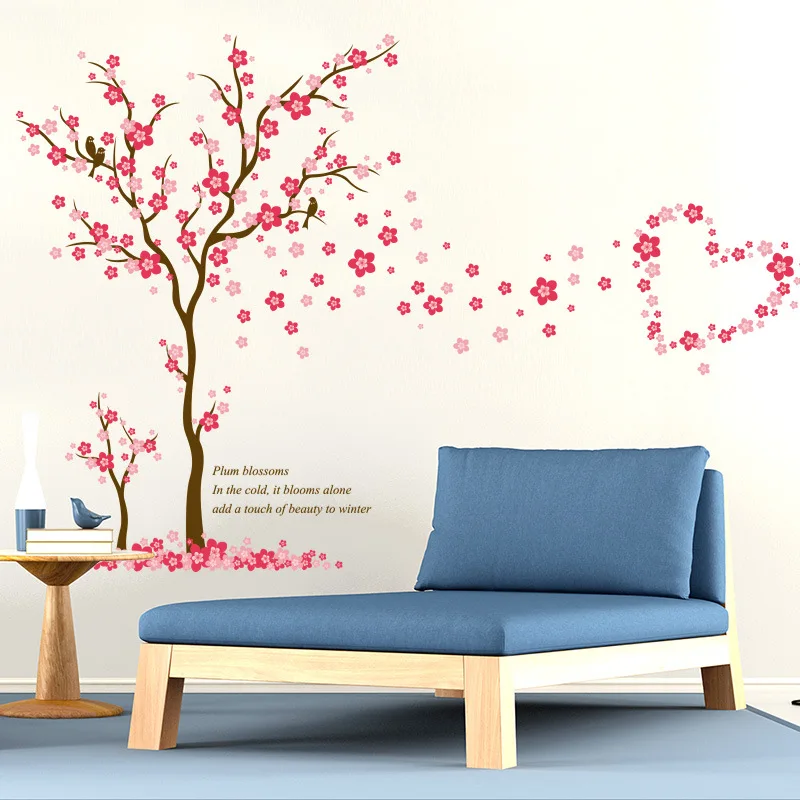 Съемный розовый цветок виниловая художественная Наклейка на стену домашний