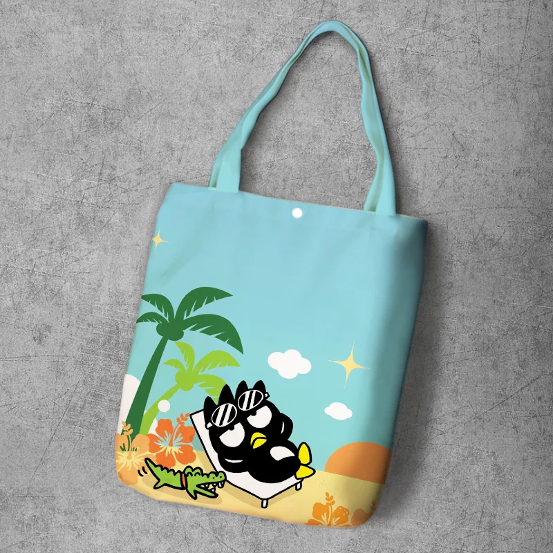 IVYYE Black Penguin Fashion Anime Foldable Canvas Shopping Bag Casual Shoulder Bags Customized Tote Handbag Lady Girls New