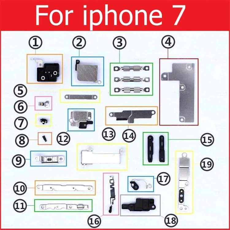 Розничная, внутренние маленькие металлические железные детали для iPhone 4, 4S, 5, 5c, 5S, 6, 6 S, 7, 8 Plus, X, маленький держатель, кронштейн, защитная пластина, набор деталей