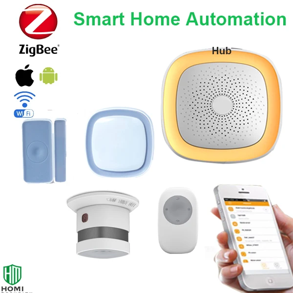 Smart home linkage automation+alarm system zigbee hub APP control sensors triggers alarm |