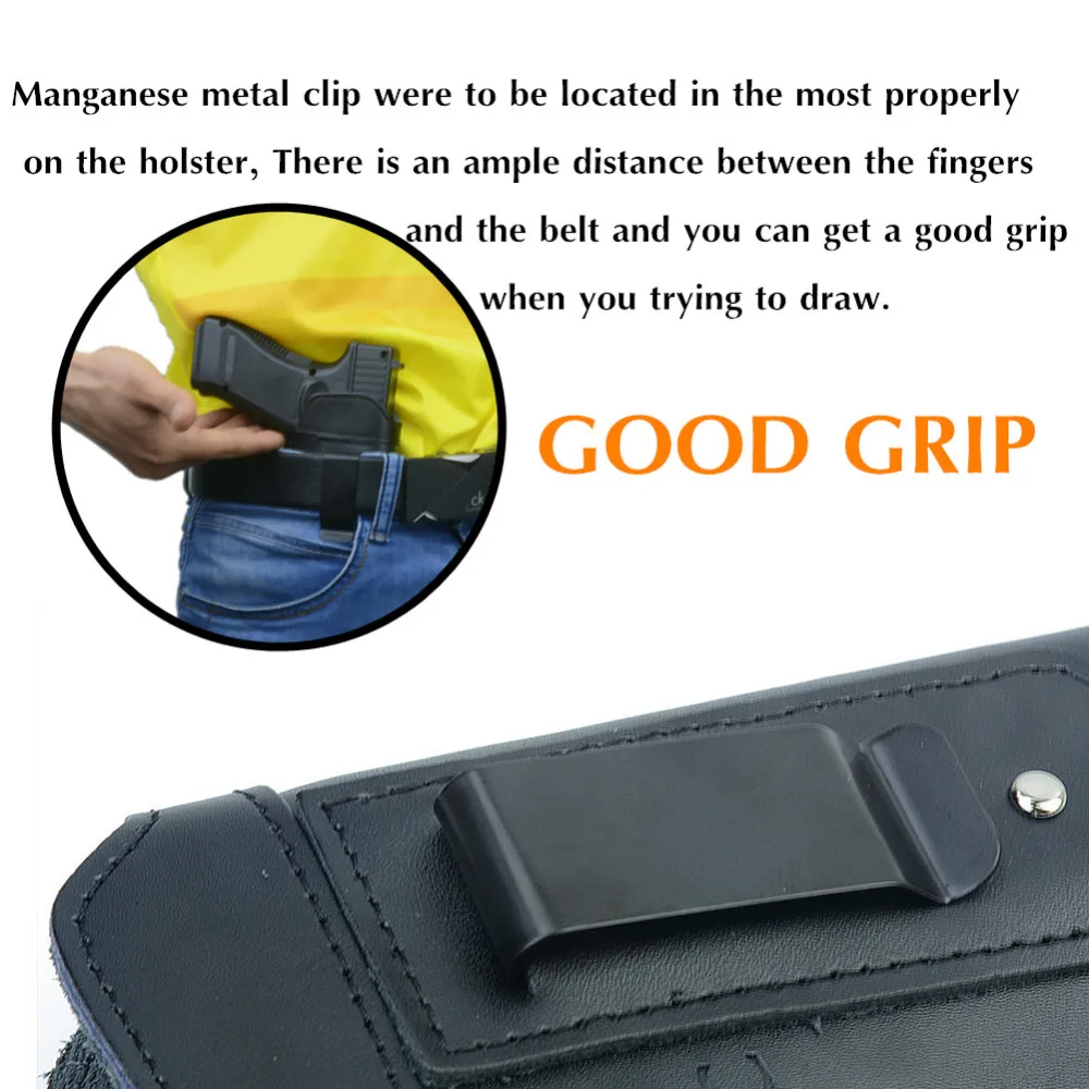 Кожаный пистолет кобура IWB для Glock 17 19 22 23 32 33 / S & W M P Shield Spring XD XDS черный|Кобуры| |