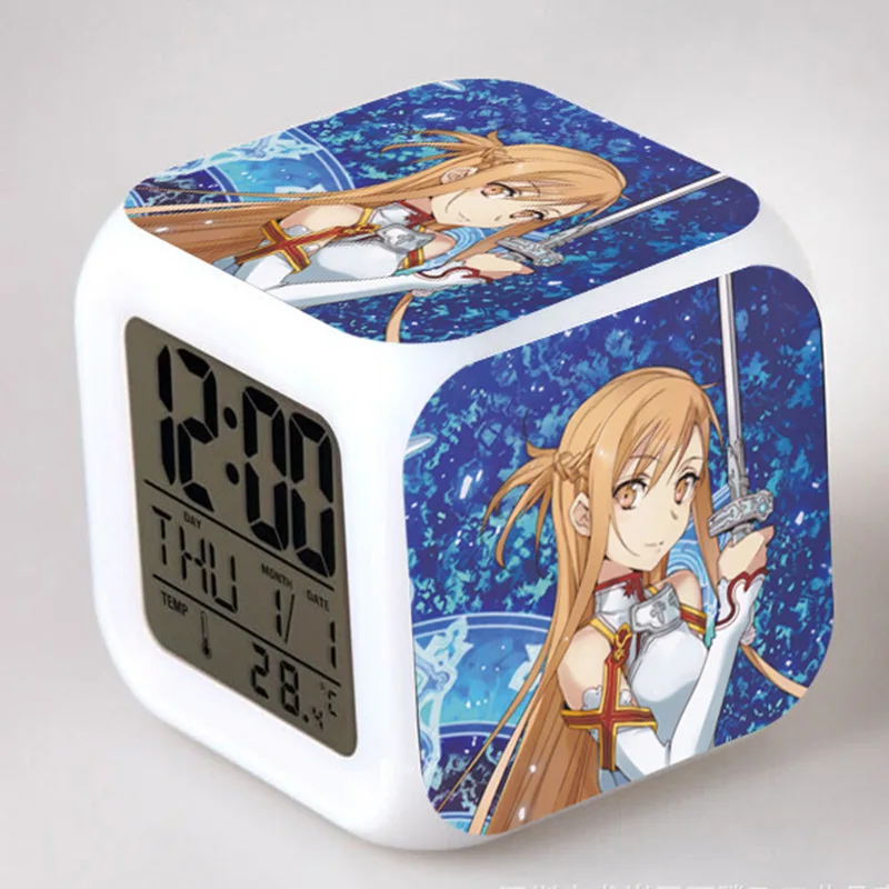 2 Аниме Figma Sword Art онлайн будильник цветной сенсорный светильник ПВХ Япония фигурка манга игрушки - Цвет: 2