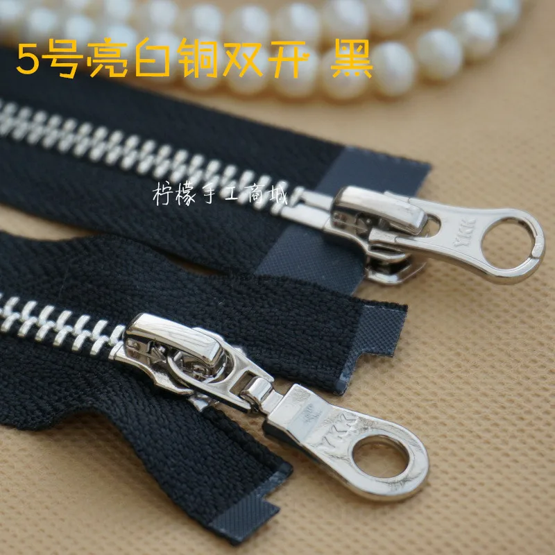 YKK молния 5 ярких медно-никелевых двойных открытых молний 50-120 см Черный пуховик