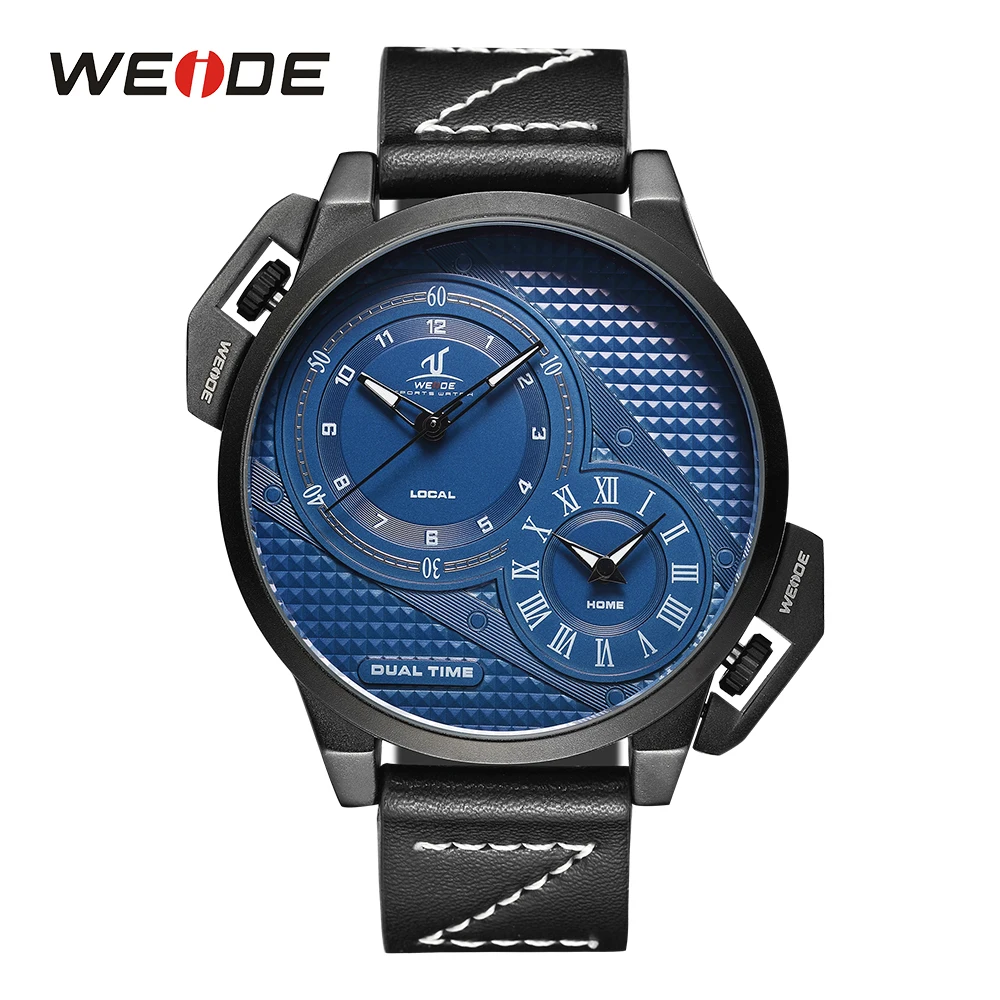 WEIDE роскошный кожаный ремешок Мужские Аналоговые Кварцевые спортивные модные
