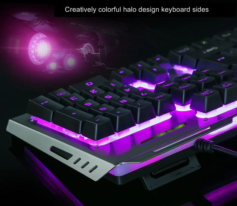 Wrangler V1 подвесной Keycap USB проводной Эргономичный Набор игровой клавиатуры и мыши с подсветкой, механический на ощупь, панель из алюминиевого сплава