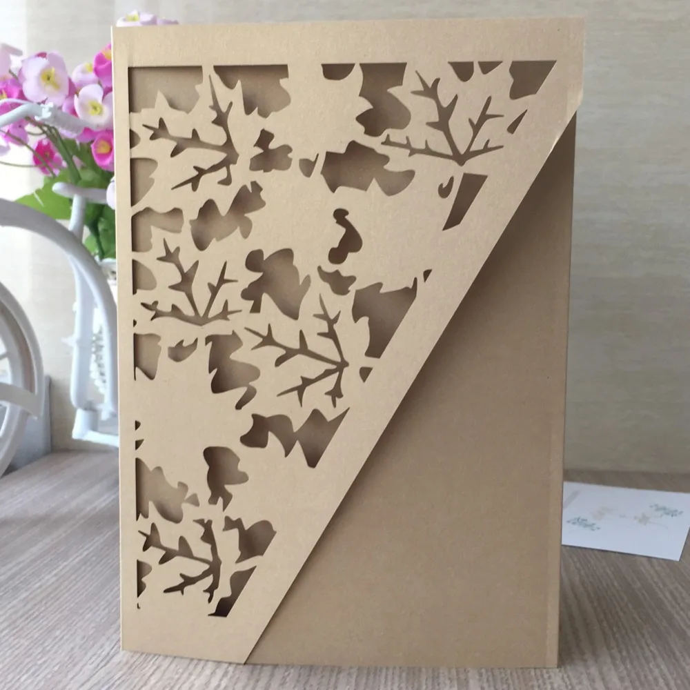 50 шт. лазерная резка кленовый лист Свадебные Пригласительные Открытки День