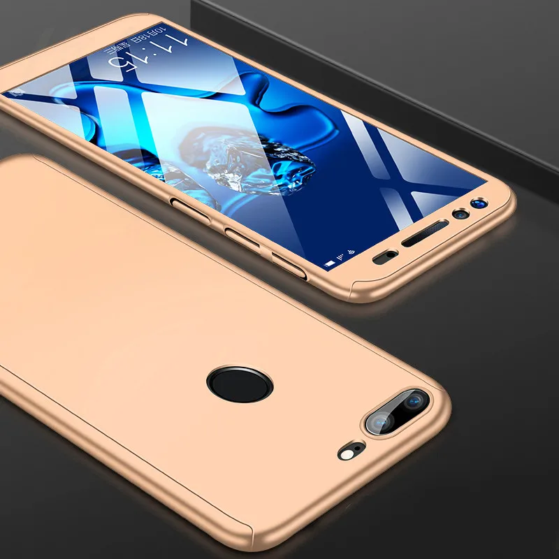 Gold 360 градусов полный чехол для телефона Huawei Nova 2 2s 3 3i 3e P смарт-экран протектор телефона крышка Honor V9 Play 10 Lite чехол - Цвет: Gold
