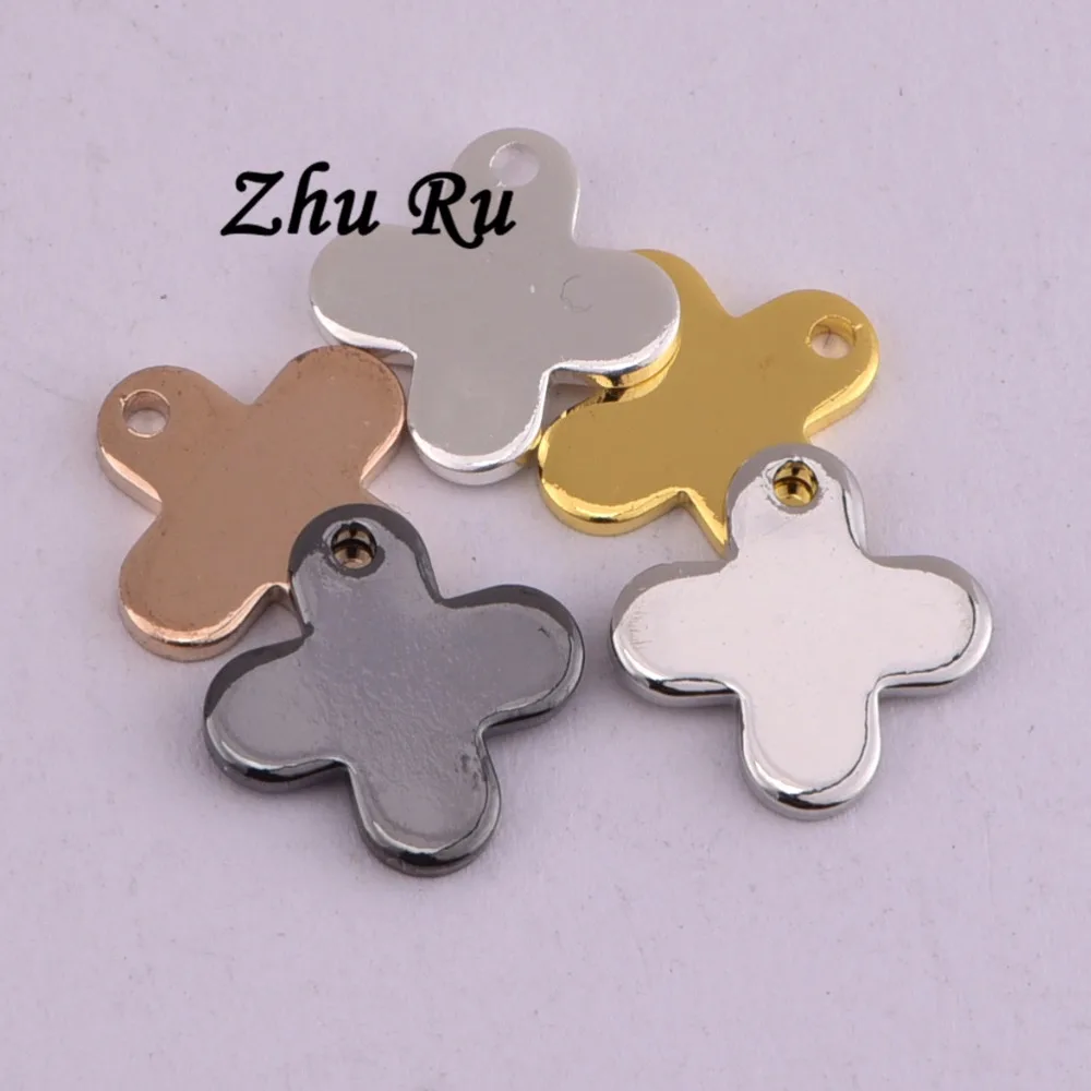 ZHU RU 10 шт./лот 12 5*10 4 мм медный Клевер четыре лепестка цветы ювелирные изделия
