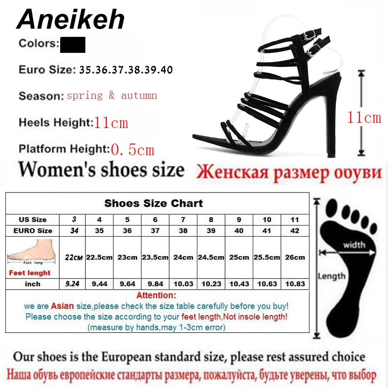 Aneikeh/ г.; Летние босоножки; новые модные женские пикантные сандалии-гладиаторы черного цвета; туфли-лодочки с ремешком; обувь на высоком каблуке; Прямая поставка; Размеры 35-40