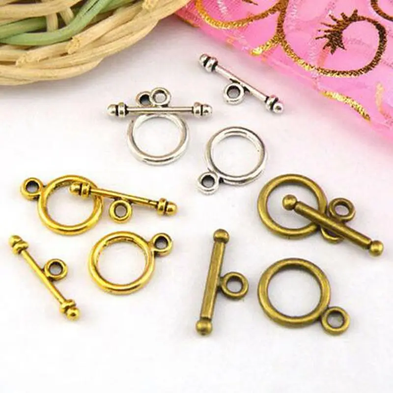10 комплектов Античное золото серебро OT тумблер Пряжка Крошечные круглые