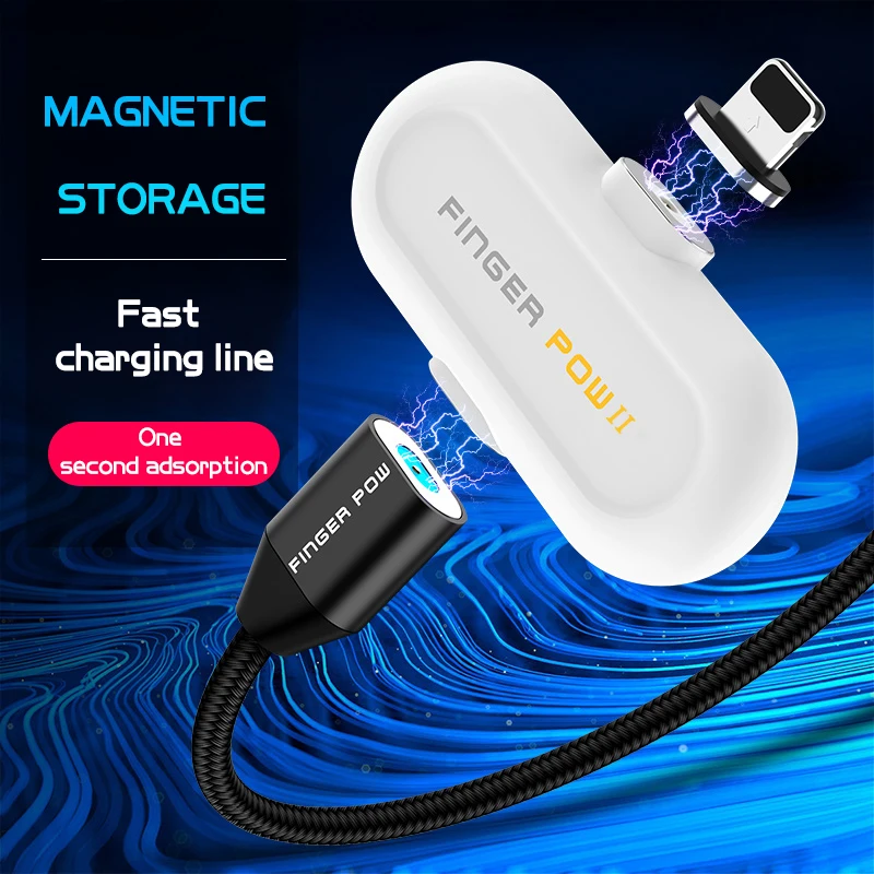 Finger Pow Мини Магнитный внешний аккумулятор для iPhone/Micro USB/type C 1100 мАч Fingerpow Быстрая Зарядка Внешний аккумулятор с магнитным кабелем