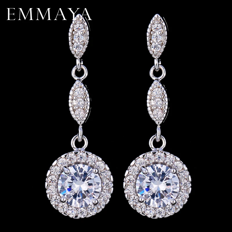 Женские серьги капельки EMMAYA с круглым вырезом и фианитом|earrings for|dropping earrings for womendrop