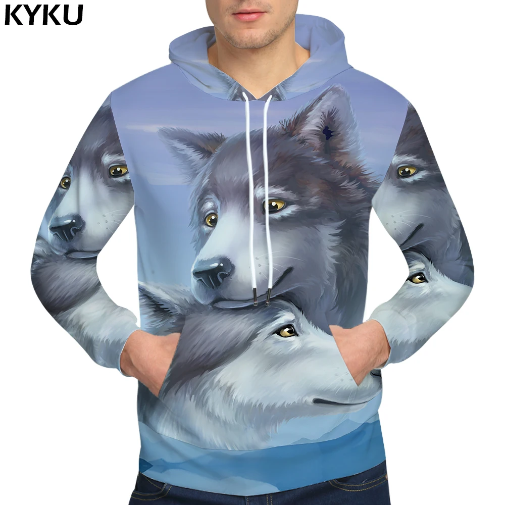 KYKU бренда Wolf толстовки Mountain Толстовка Смешные 3d Love кофты Мужской 3D Свитшот