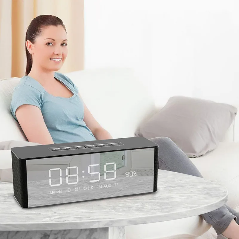 Chekenow Portable Wireless Bluetooth Speaker with Dual-Driver LED Time Display Clock Alarm Loudspeaker uilt-in Mic | Электроника