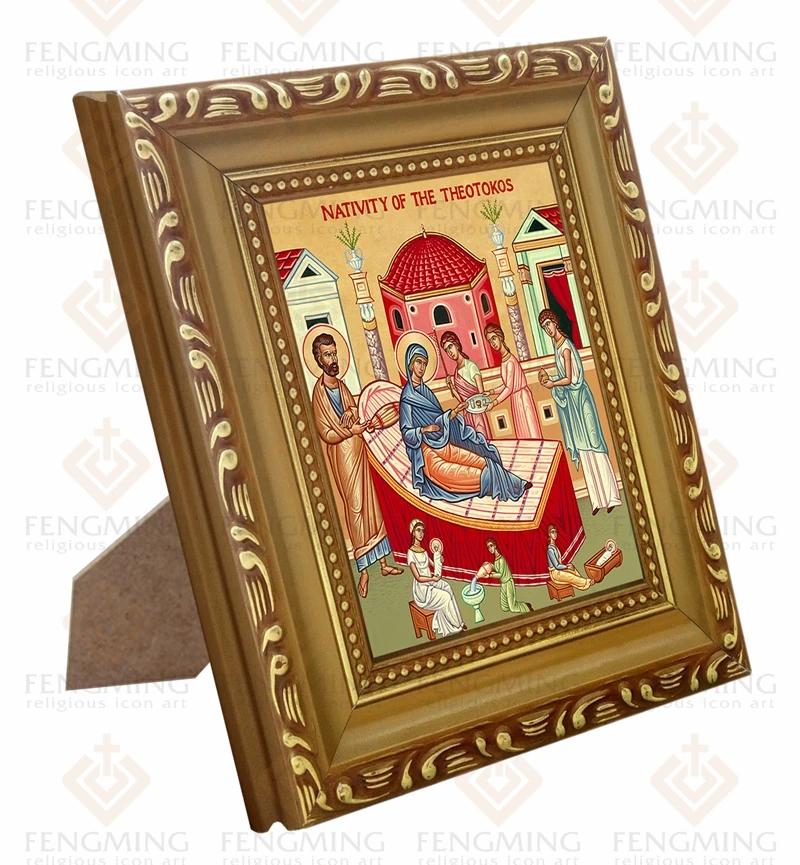 Недорогая деревянная фоторамка с изображением герба Богородицы православная