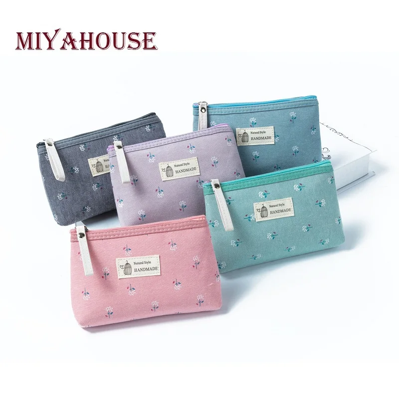 Miyahouse/Лидер продаж, Женская мини-косметичка на молнии из парусины с цветочным принтом, женская косметичка