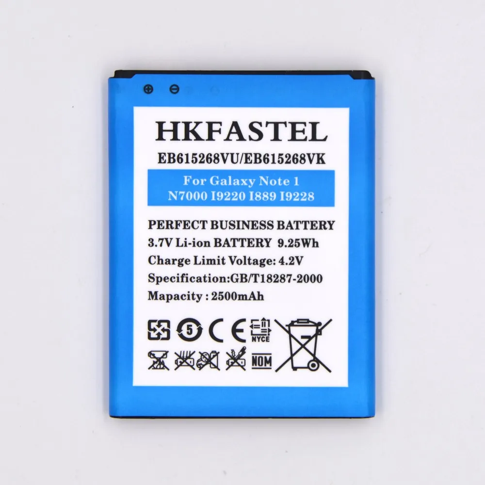 Оригинальный аккумулятор HKFASTEL EB615268VU EB615268VK для Samsung Galaxy Note 1 N7000 I9220 I889 I9228 2500