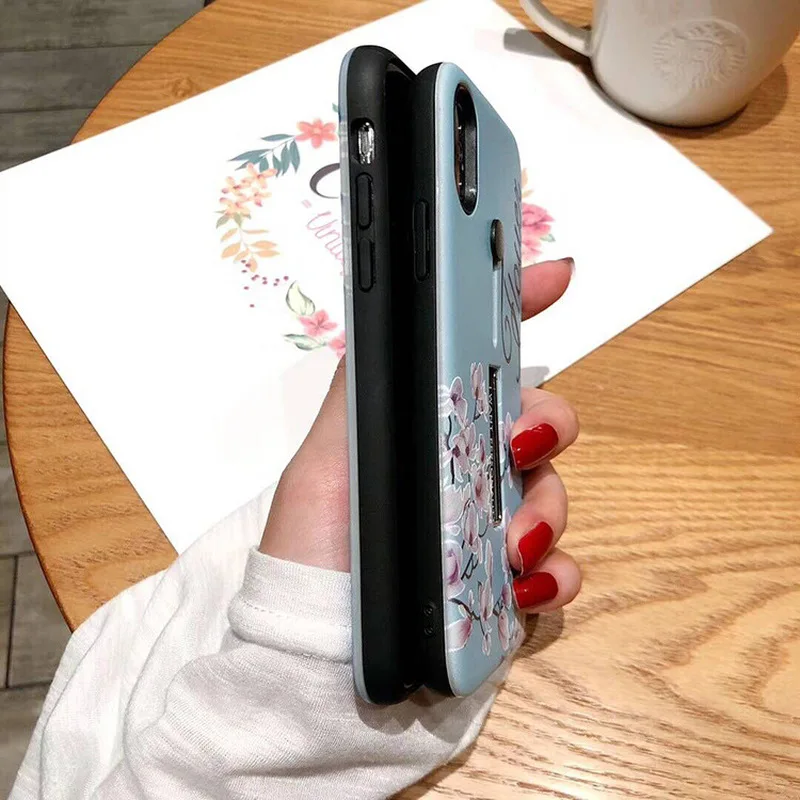 Чехол для iphone 7 X XR 8 6S XS Max 6 модные цветочные Силиконовые петли кольца чехлы