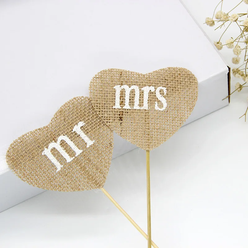 2 шт./компл. Mr &amp Mrs флаг в форме сердца из натурального джута мешковины гессенские