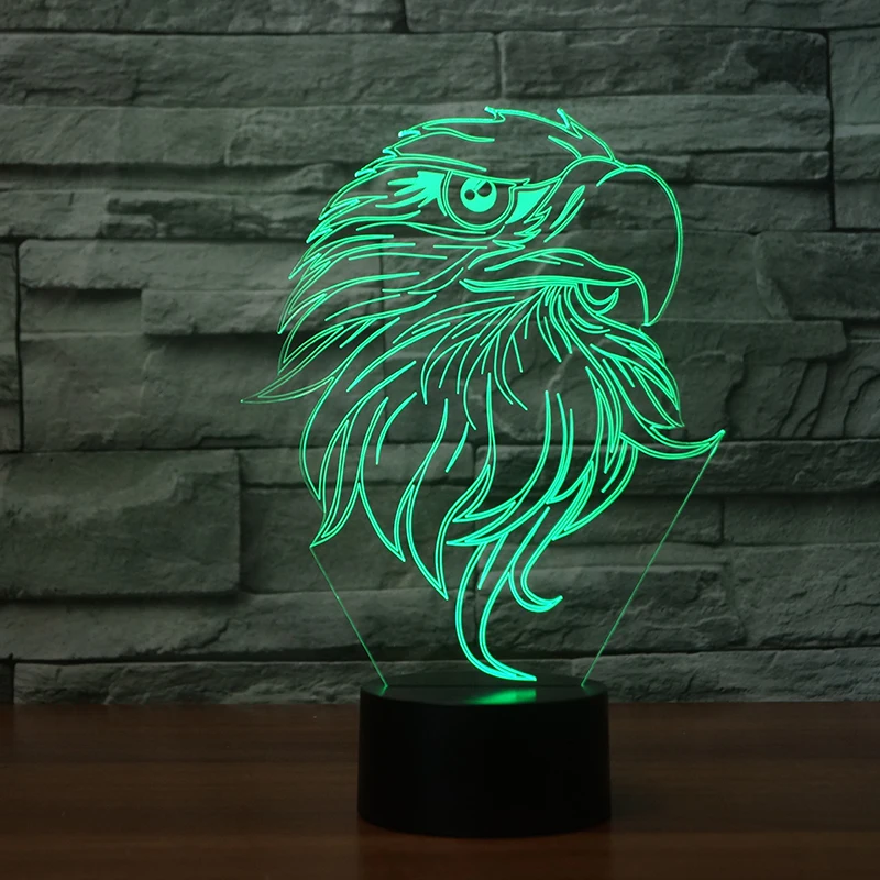 3D USB Орел литье акриловая настольная лампа Светодиодная визуальный 7 цветов
