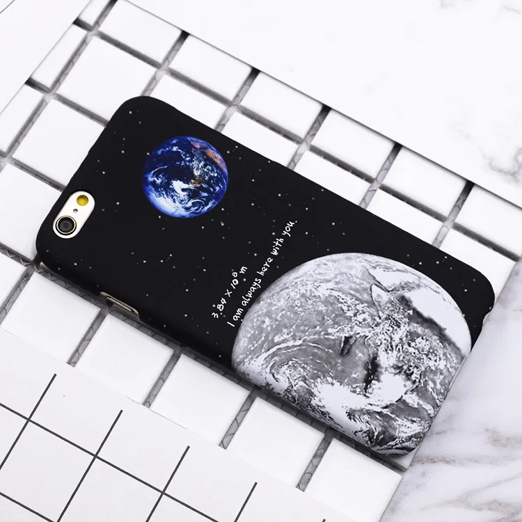 Модный чехол для телефона iphone 7 7puls 8 8puls Moon Earth Star Girl Черная задняя крышка 6 6s 6puls Coque