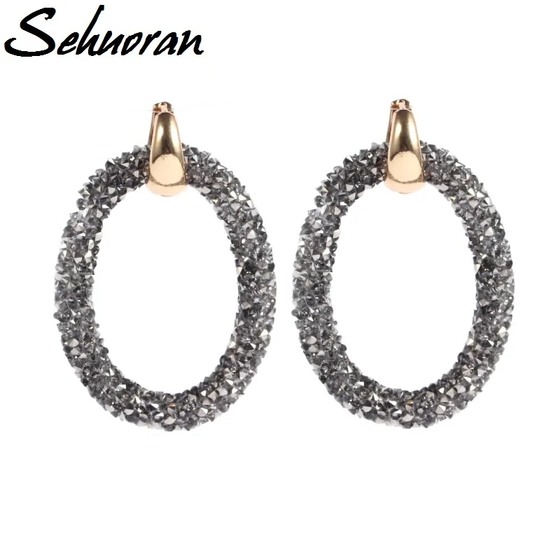 

Sehuoran 2017Hotsale artificial crystal earrings for women brincos oorbellen Two kinds of wear law of Copper buckle long earring