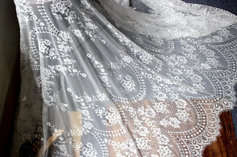 GLace 3M/Lot African Lace French Eyelash Fabric Embroidered DIY Clothing Wedding Dress Table Flag Accessories TX649 | Дом и сад