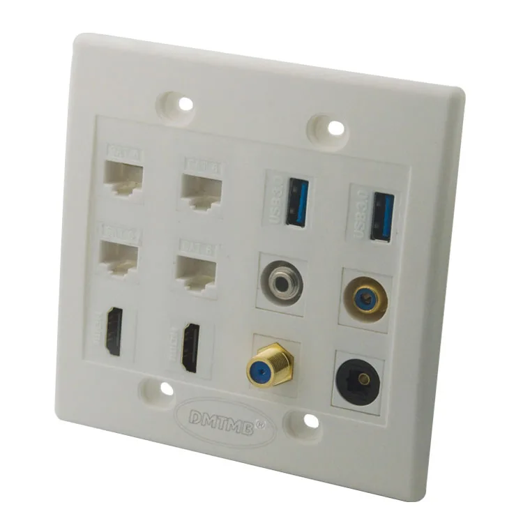 12 портов под заказ HDMI USB CAT6 RJ45 F головка Toslink RCA 3 5 аудио Настенная пластина|wall plate|audio
