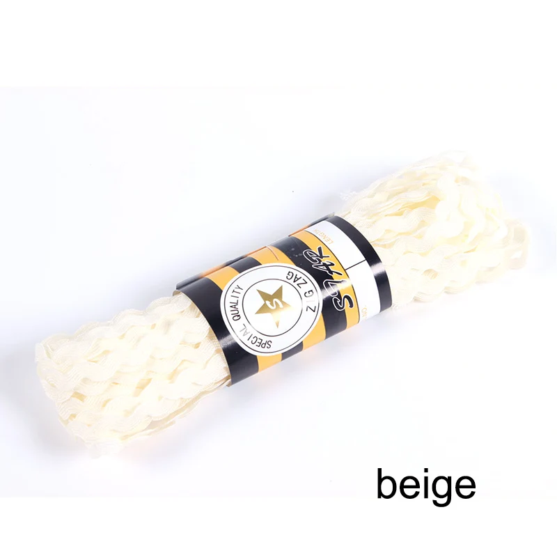 beige 15 ярдовая разноцветная териленовая лента Ric Rac Zig Zag кружевная обрезная лента для лоскутного шитья, вечерние украшения, принадлежности для рукоделия, ширина 5 мм - Цвет: beige