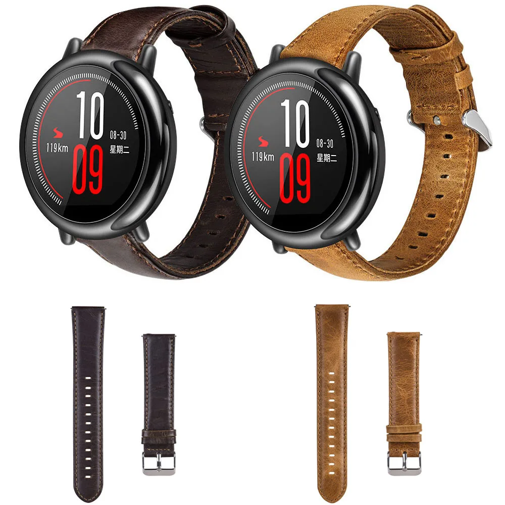 Смарт аксессуары для Amazfit Stratos ремешок 22 мм часов Xiaomi Watch 1 2 Pace из натуральной кожи