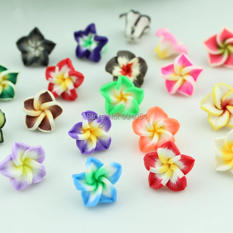 100 шт. смешанный цветок Fimo с отверстием Камея Драгоценный Камень кабины кабошонов