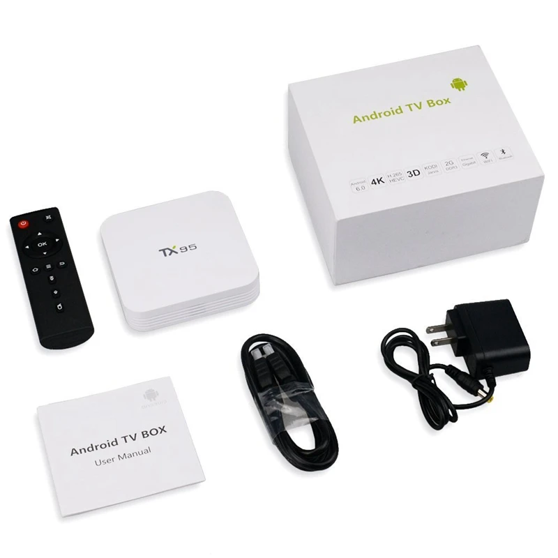 TX95 Smart TV Box Android 7 1 2 Гб 16 четырехъядерный процессор Amlogic S905X 4G/5 ГГц Wifi H.265 4K HDMI 2.0a USB 3 0