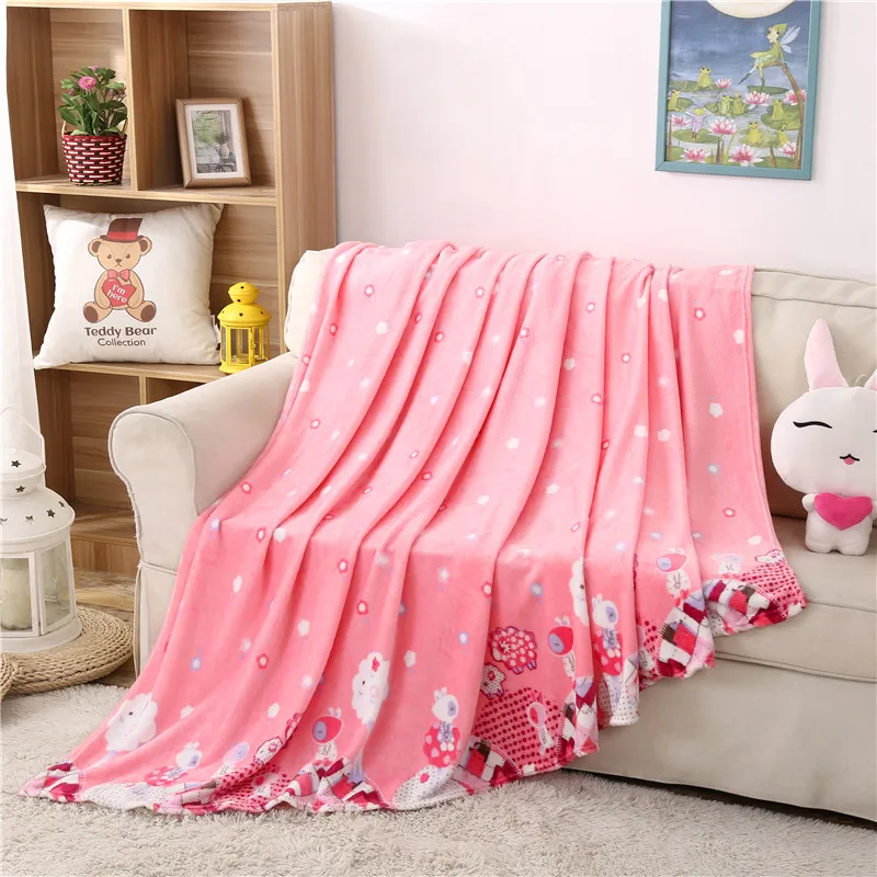 2018 Latest Modern Pink Little Girl Cartoon Pattern Comfortable Soft Blanket Aircraft / Sofa Bedding Multi-Purpose | Дом и сад