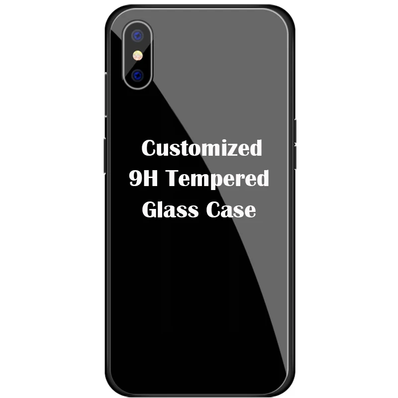 DIY заказной 9H чехол из закаленного стекла для Apple iPhone X XS max XR 7 8 Plus 6S 6 5S на заказ фото